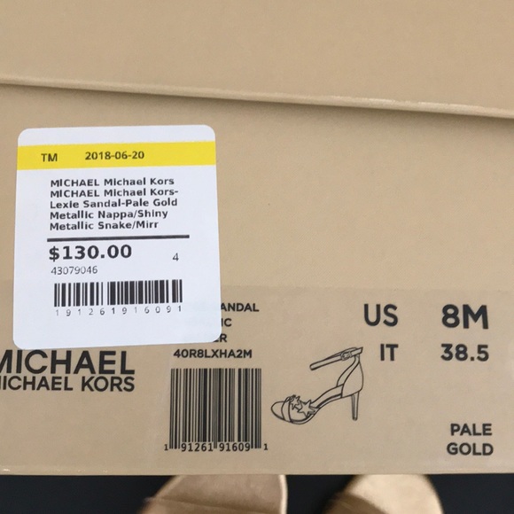 NWB MICHAEL Michael Kors Lexie Gold Sandals 8M - Picture 7 of 7